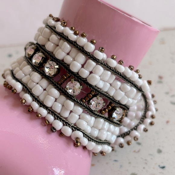 Boho Western Beaded Crystal Cuff Bracelet - Picture 6 of 14